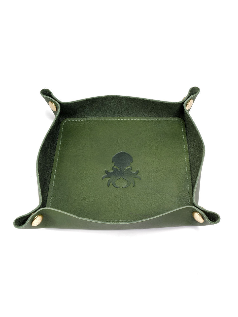 Leather Dice Tray In Moss Green